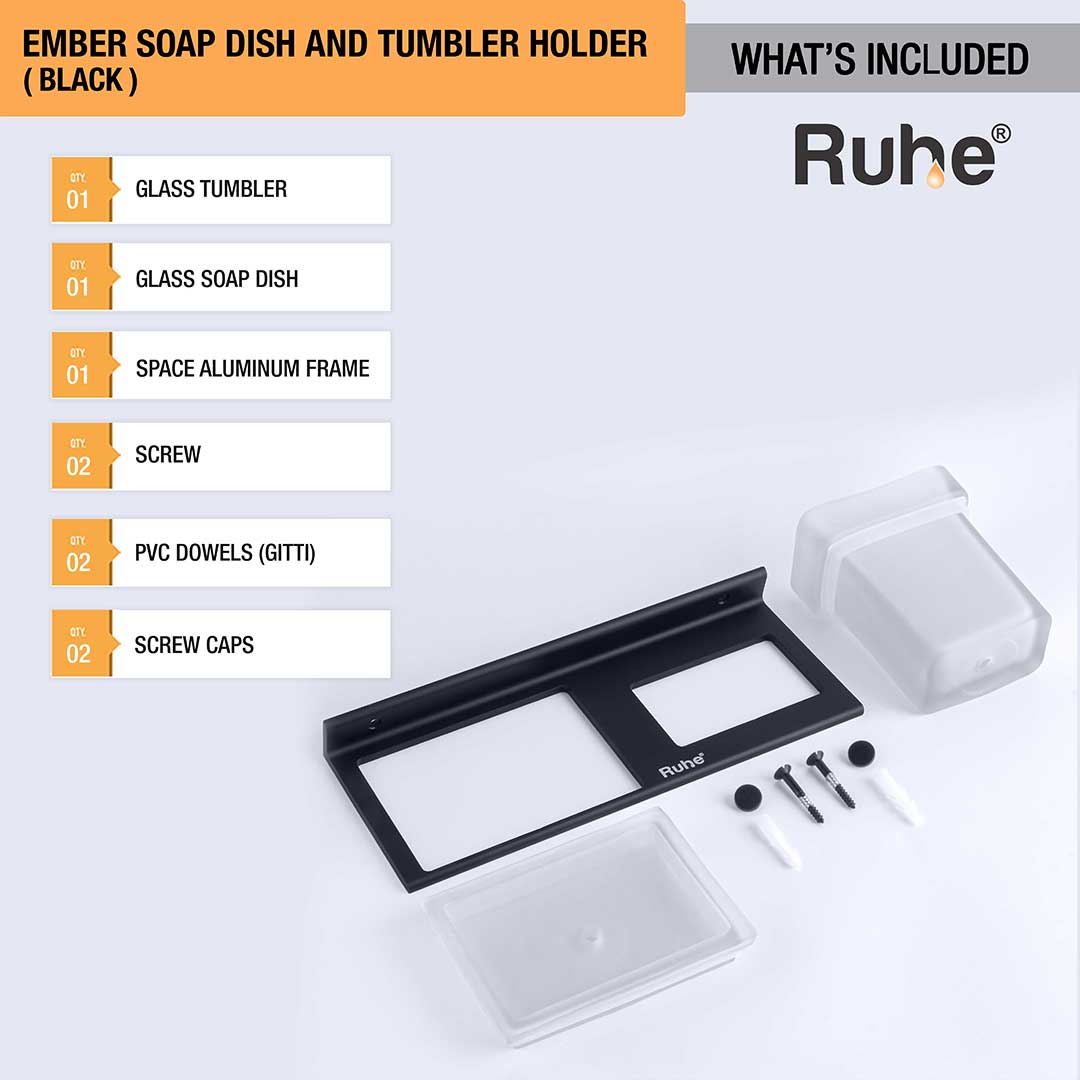 Ember Soap Dish and Tumbler Holder  (Matte Black) – by Ruhe