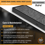 Marble Insert Shower Drain Channel (32 x 5 Inches) Black PVD Coated - by Ruhe®