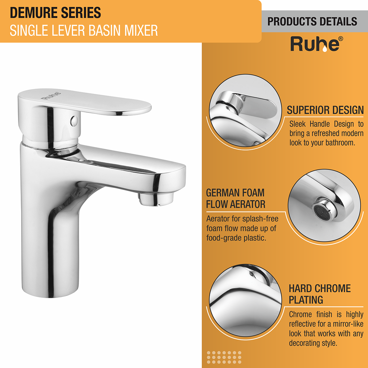 Demure Single Lever Deck-mount Wash Basin Mixer Tap - by Ruhe®