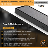 Tile Insert Shower Drain Channel (12 x 3 Inches) Black PVD Coated - by Ruhe®