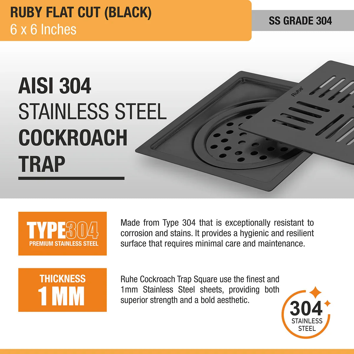 Ruby Square Flat Cut Floor Drain