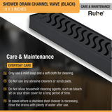 Wave Shower Drain Channel (18 x 3 Inches) Black PVD Coated care and maintenance