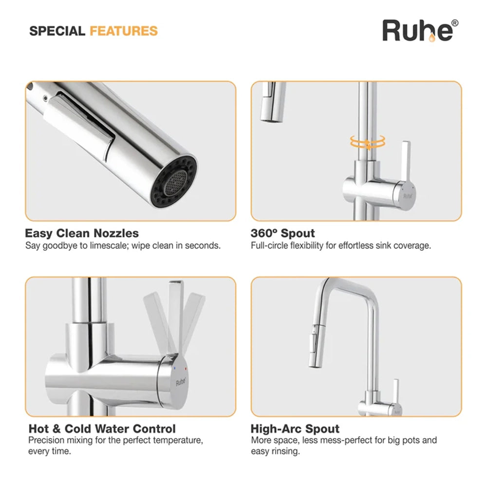 Opulo Dual Flow Pull-Out Kitchen Mixer Faucet