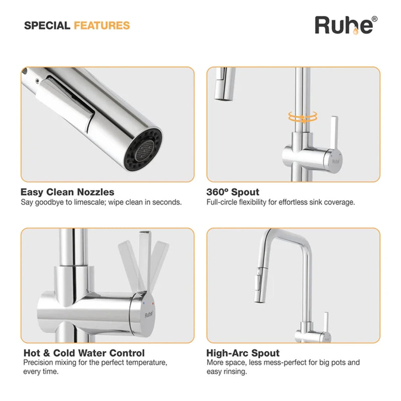 Opulo Dual Flow Pull-Out Kitchen Mixer Faucet