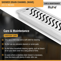 Wave 304-Grade Shower Drain Channel (4 Inches)