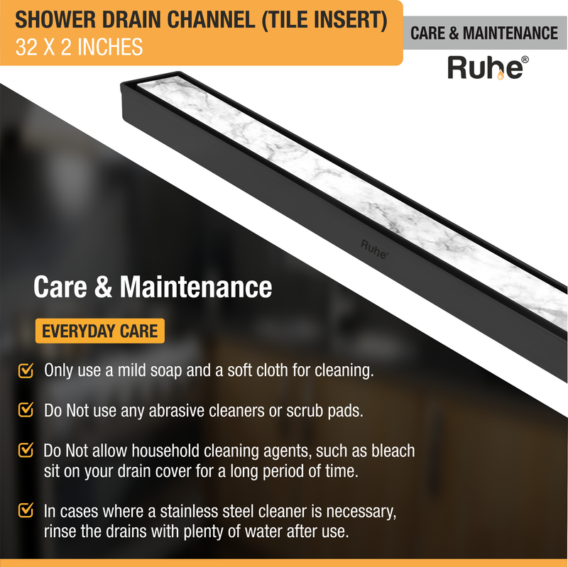 Tile-Insert Shower Drain Channel Coloured (2 Inches)