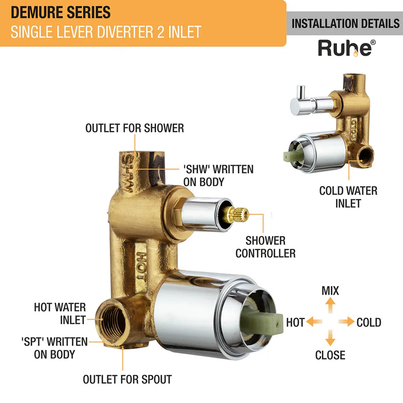 Demure Single Lever 2-inlet Diverter (Complete Set) - by Ruhe