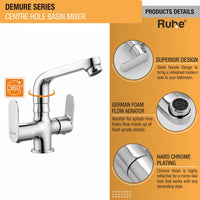 Demure Brass Double Handle Wash Basin Mixer Tap with Swivel Spout