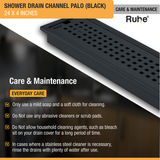 Palo Shower Drain Channel (24 x 4 Inches) Black PVD Coated care and maintenance