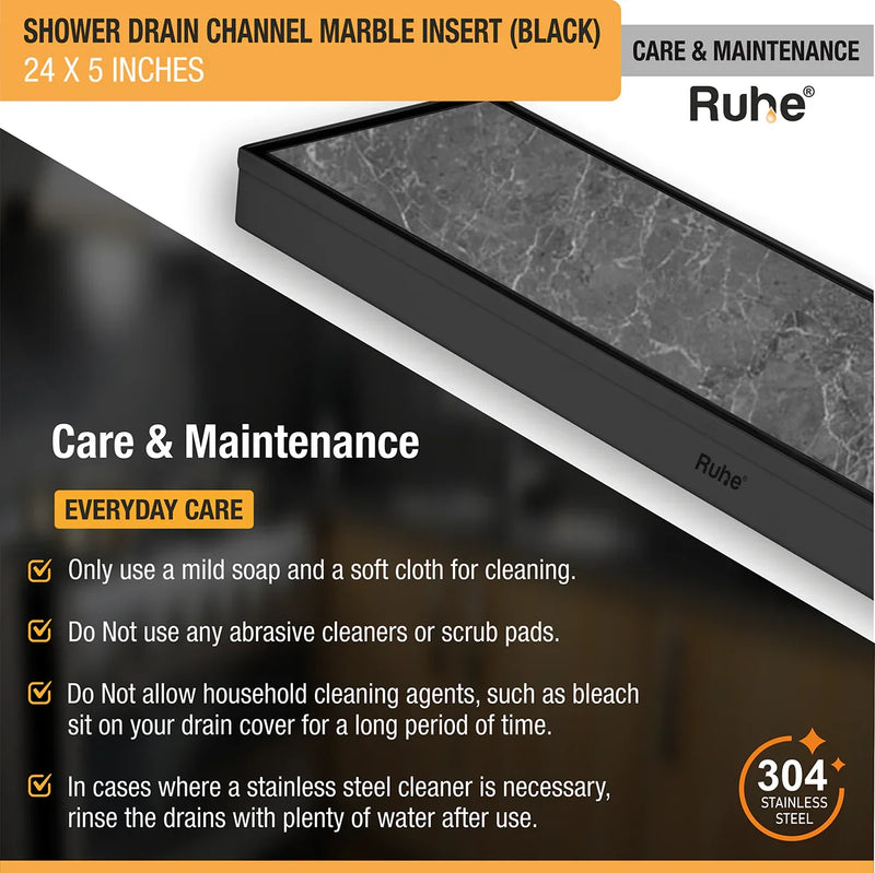 Marble-Insert Shower Drain Channel Coloured (5 inches)