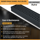 Palo Shower Drain Channel (24 x 3 Inches) Black PVD Coated care and maintenance