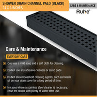 Palo Shower Drain Channel (24 x 3 Inches) Black PVD Coated care and maintenance
