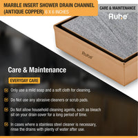 Marble-Insert 304-Grade Square Floor Drain with Cockroach Trap (6 x 6 Inches)