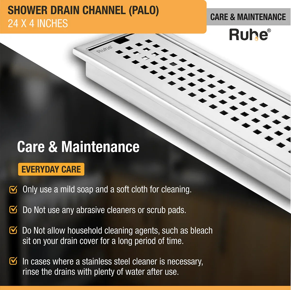 Palo Shower Drain Channel (4 Inches)