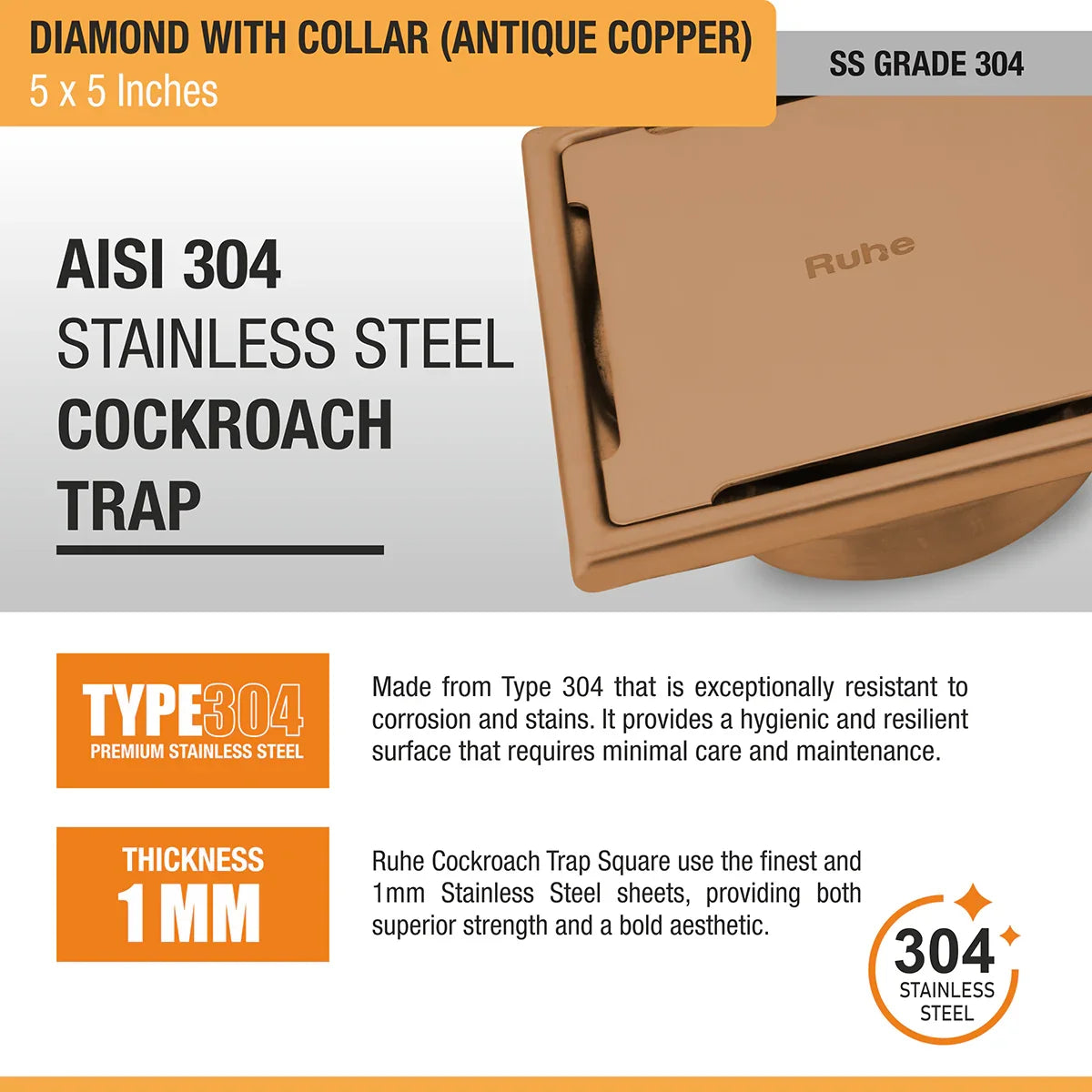 Diamond Square Flat Cut Floor Drain