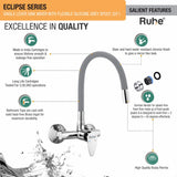 Eclipse Single Lever Wall-mount Kitchen Sink Mixer Tap with Coloured Silicone Spout