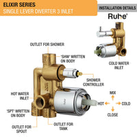 Elixir Brass Single Lever 3-Inlet (5-Way) Diverter Full Set