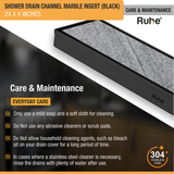 Marble Insert Shower Drain Channel (24 x 4 Inches) Black PVD Coated - by Ruhe®