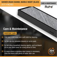 Marble-Insert 304-Grade Shower Drain Channel (4 Inches)