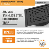 Sapphire Square Flat Cut Floor Drain