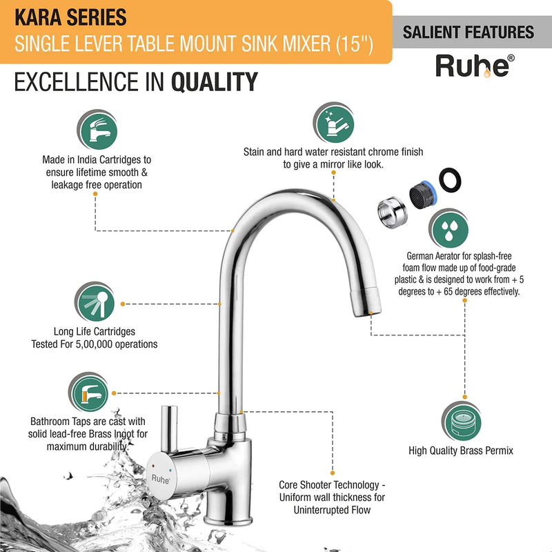 Kara Single Lever Deck-mount Kitchen Sink Mixer Tap with Swivel Spout