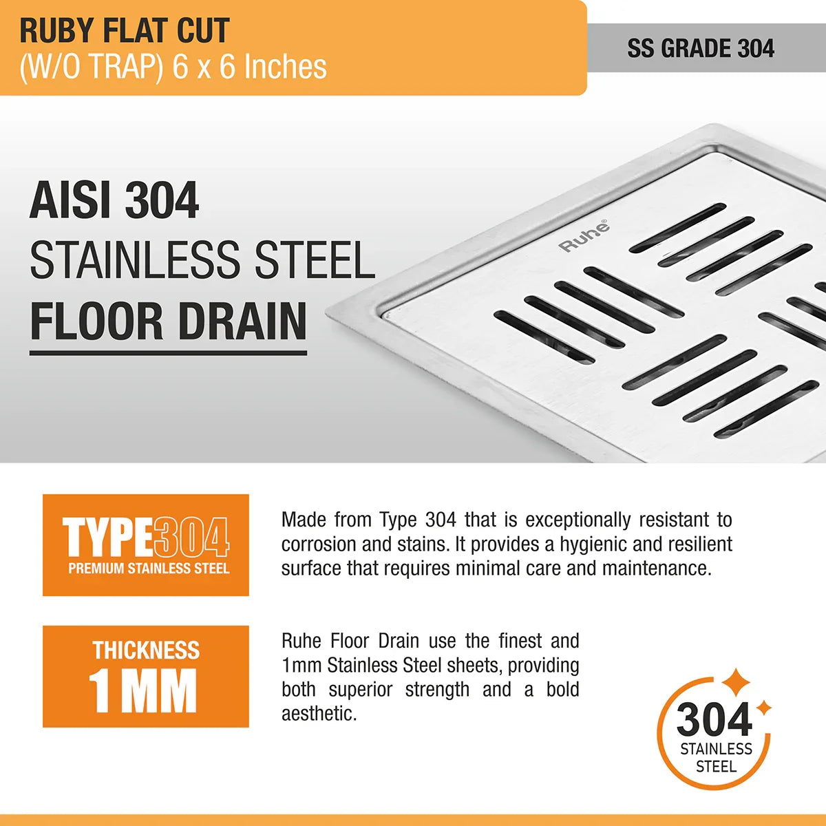 Ruby Flat Cut Floor Drain