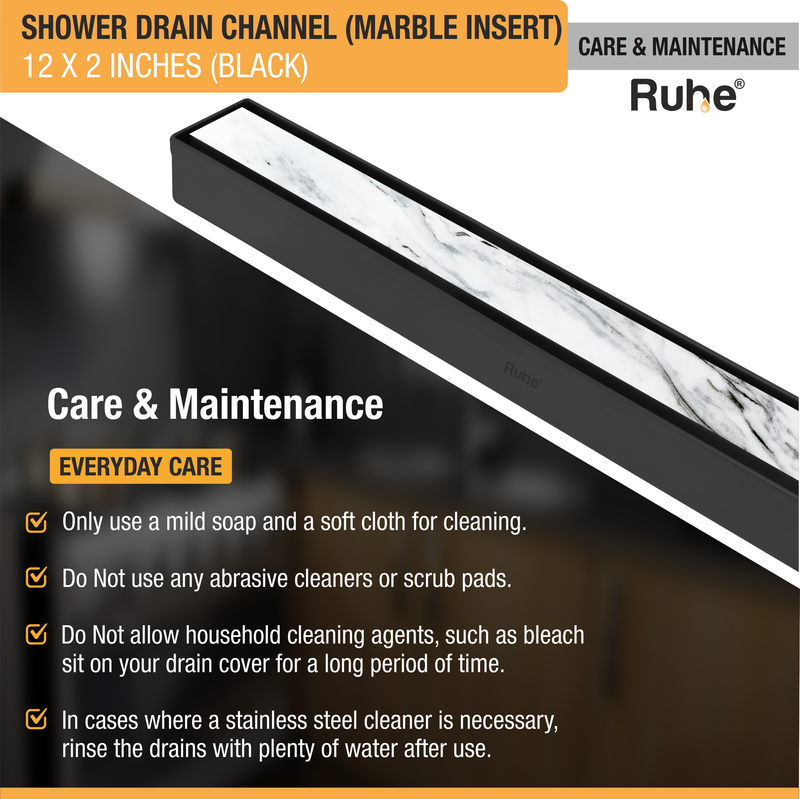Marble-Insert Shower Drain Channel (2 Inches)