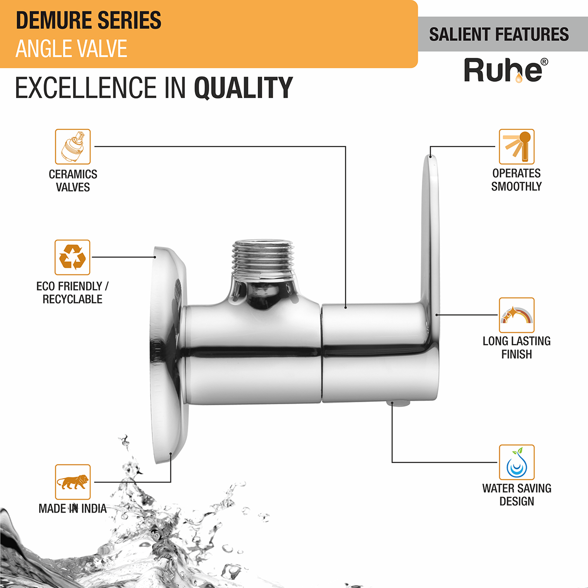 Demure Angle Valve Brass Faucet- by Ruhe®