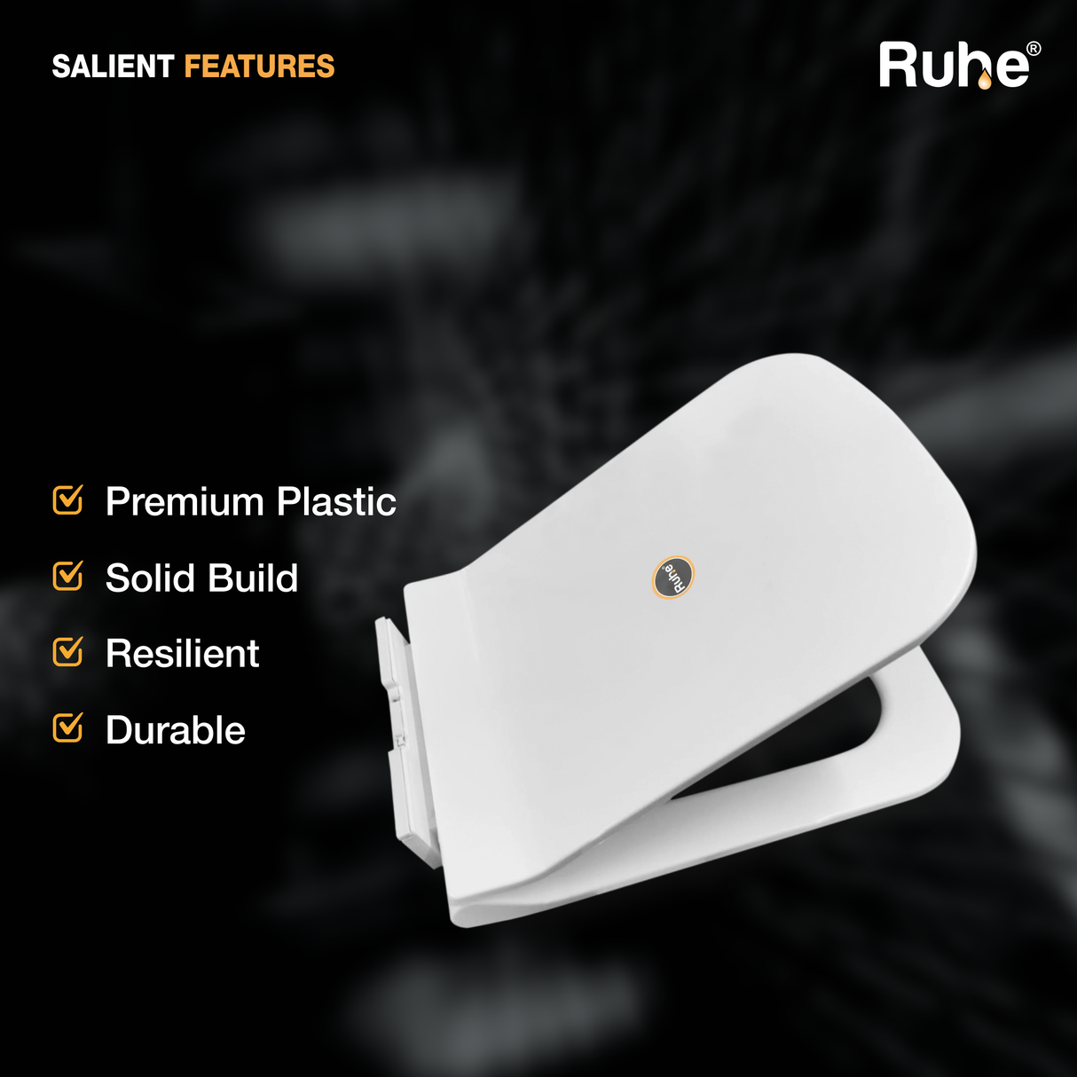 Square Toilet Seat Cover (Soft Close)