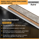 Marble Insert Shower Drain Channel (40 x 5 Inches) ROSE GOLD PVD Coated care and maintenance