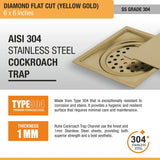 Diamond Square Flat Cut Floor Drain
