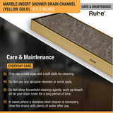 Marble Insert Shower Drain Channel (18 x 5 Inches) YELLOW GOLD PVD Coated care and maintenance