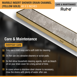 Marble Insert Shower Drain Channel (48 x 5 Inches) YELLOW GOLD PVD Coated care and maintenance