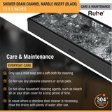 Marble Insert Shower Drain Channel (12 x 5 Inches) Black PVD Coated - by Ruhe®