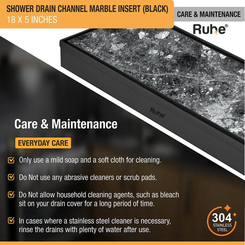 Marble-Insert Shower Drain Channel Coloured (5 inches)