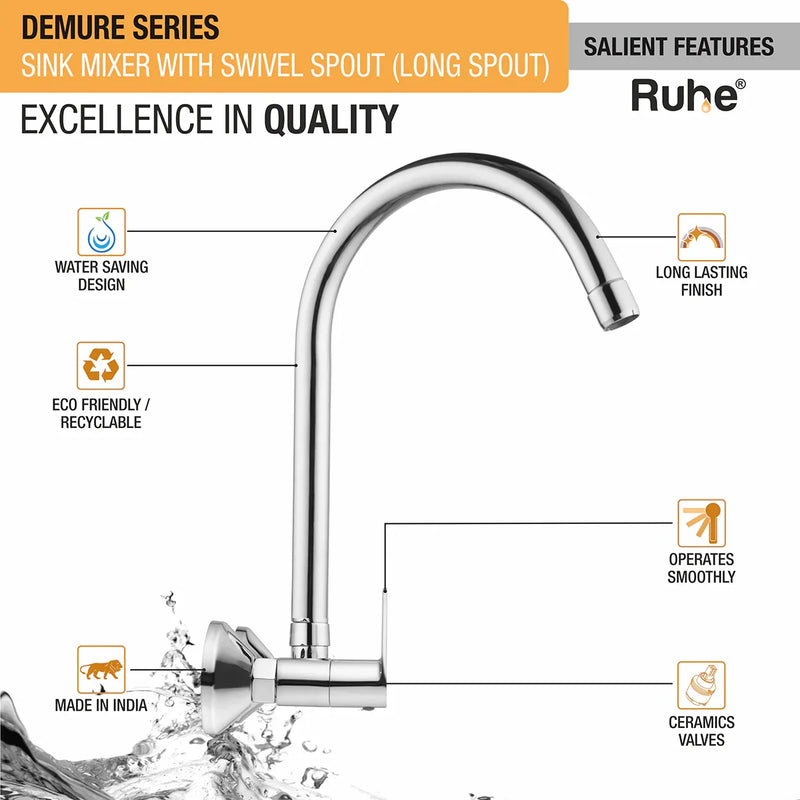 Demure Sink Mixer Brass Faucet with Large (20 inches) Round Swivel Spout - by Ruhe
