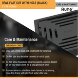 Opal Square Flat Cut Floor Drain in Black PVD Coating (6 x 6 Inches) with Hole - by Ruhe