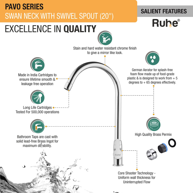 Pavo Deck Mount Kitchen Sink Tap with Small Swivel Spout