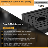 Sapphire Square Flat Cut Floor Drain in Black PVD Coating (6 x 6 Inches) with Hole - by Ruhe