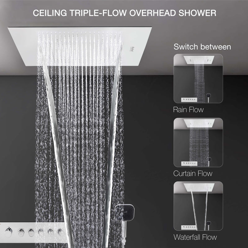 Ceiling Overhead Shower With Triple Flow