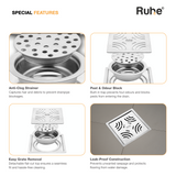 Emerald Square Flat Cut Floor Drain