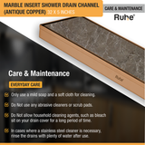 Marble Insert Shower Drain Channel (32 x 5 Inches) ROSE GOLD PVD Coated care and maintenance