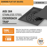Diamond Square Flat Cut Floor Drain