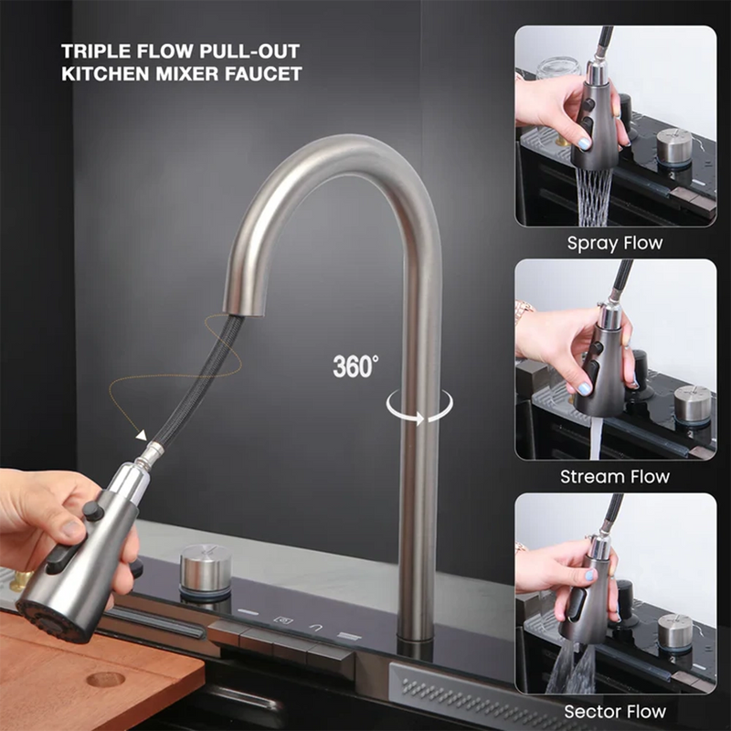 Piano Smart Kitchen Sink (30 x 18 x 9 Inches)