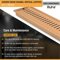 Vertical Shower Drain Channel (36 x 5 Inches) Antique Copper PVD Coated - by Ruhe
