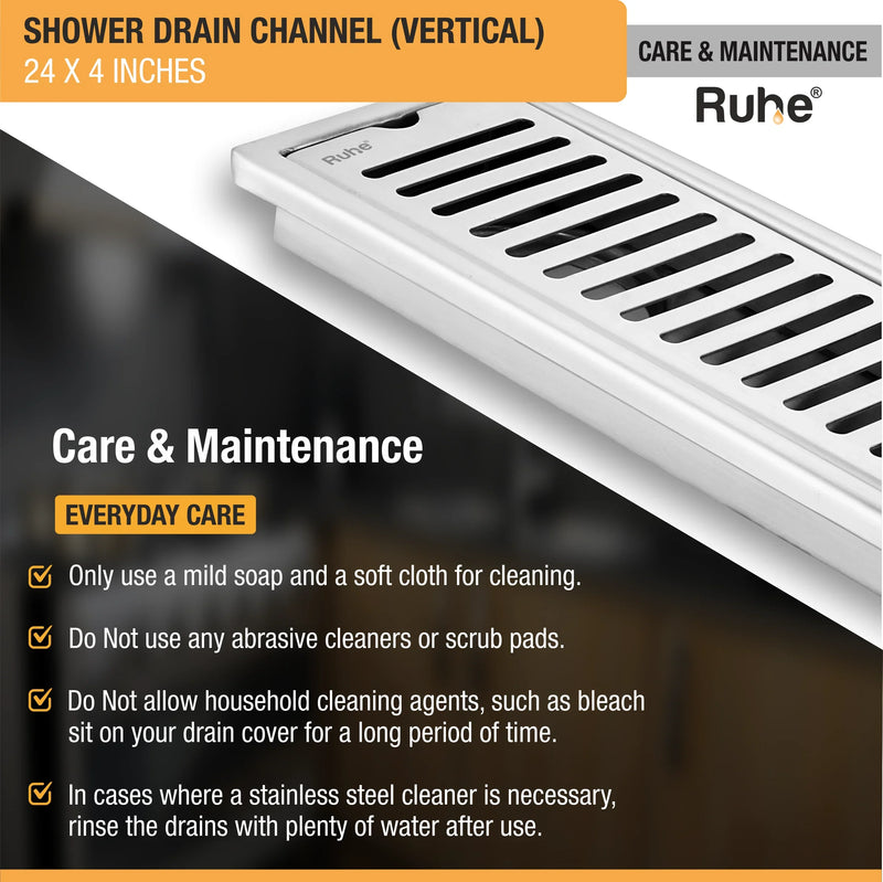 Vertical Shower Drain Channel (4 Inches)