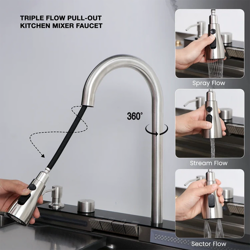 Piano Smart Kitchen Sink (30 x 18 x 9 Inches)