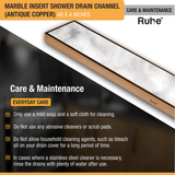 Marble Insert Shower Drain Channel (48 x 4 Inches) ROSE GOLD PVD Coated care and maintenance