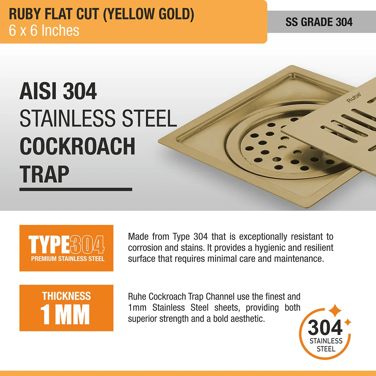 Ruby Square Flat Cut Floor Drain