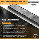 Marble Insert Shower Drain Channel (48 x 5 Inches) Black PVD Coated - by Ruhe®